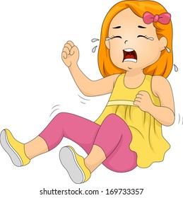 Illustration of a Little Girl Throwing a Tantrum