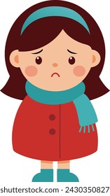 an illustration of a little girl who has a cold