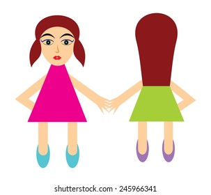Illustration of little girls