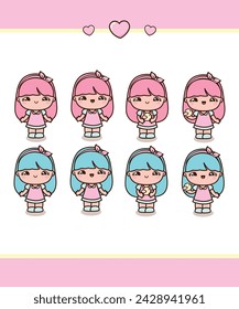 Illustration of little girls chibi, chibi art, chibi girl
