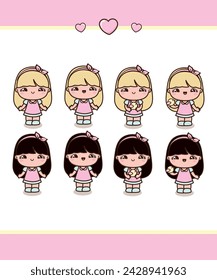 Illustration of little girls chibi, chibi art, chibi girl
