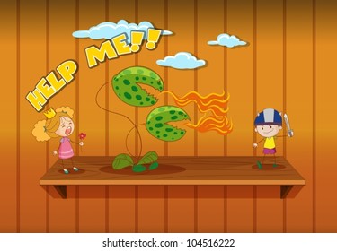 Illustration of a little hero saving a princess