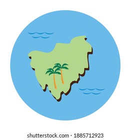 illustration of little island flat vector design