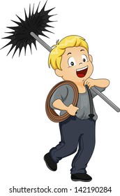 Illustration of a Little Kid Boy Chimney Sweep