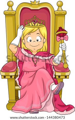 Download Illustration Little Kid Girl Princess Sitting Stock Vector ...