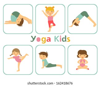 An Illustration Of Little Kids Doing Yoga