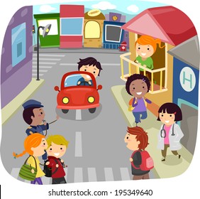 Illustration of Little Kids Running Their Own Community