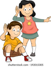 Illustration of Little Kids with Their Hands Pressed Against Their Ears While Listening to Something