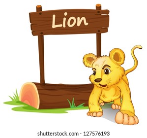 Illustration of a little lion on a white background