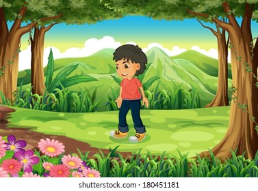 Illustration Nerd Boy Forest Stock Vector (Royalty Free) 180450809 ...