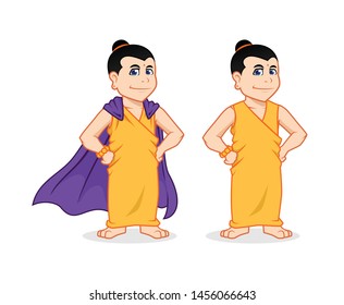 illustration little monk with cape or without cape