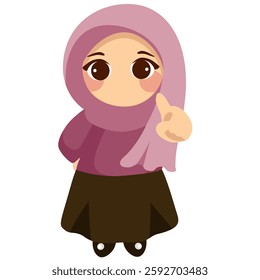 illustration of a little Muslim girl wearing a pink hijab