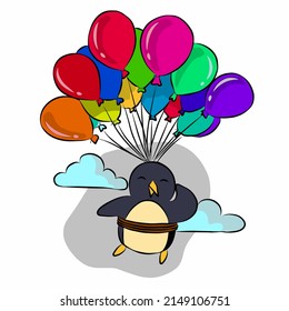 Illustration: Little penguin, colorful, very cute.