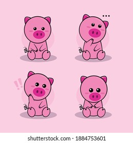 Illustration of a little pig character 
