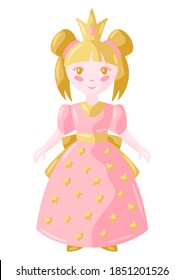 Illustration of little princess. Stylized picture for decoration children holiday and party.