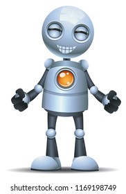 illustration of a little robot emotion in grinning face on isolated white background