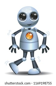 illustration of a little robot emotion in happy feet on isolated white background