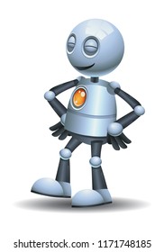 illustration of a little robot emotion in pleasant on isolated white background