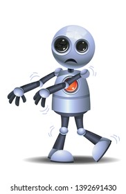 illustration of a little robot got a virus became a zombie on isolated white background
