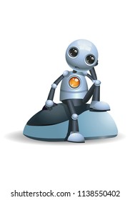 illustration of a little robot sit on computer mouse on isolated white background