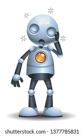 illustration of a little robot sleepy on isolated white background