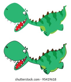 illustration of a little running dino