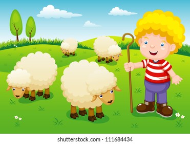 illustration little shepherd vector