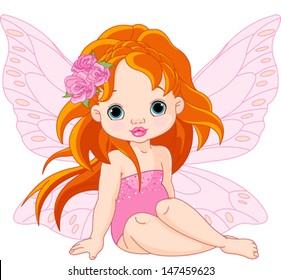 Illustration of little sitting fairy 