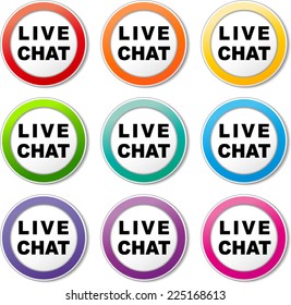 Illustration of live chat icons various colors set