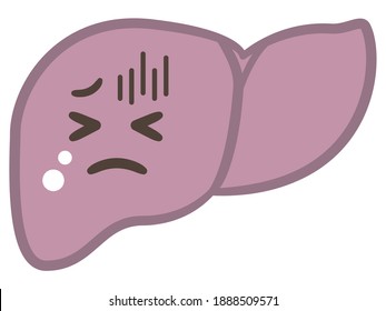 Illustration of the liver with a painful expression