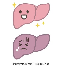 Illustration of the liver with a painful expression