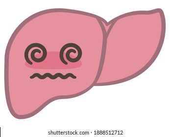 Illustration of the liver that turned around with alcohol