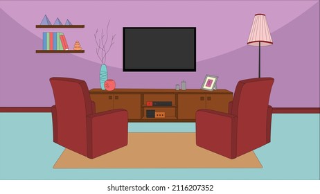 Illustration of Living room interior vector art