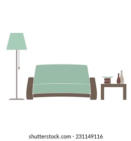 Illustration of living room interior, vector