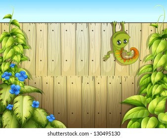 Illustration of a lizard at the fence