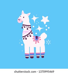 Illustration of llama isolated on a background. Flat vector drawing