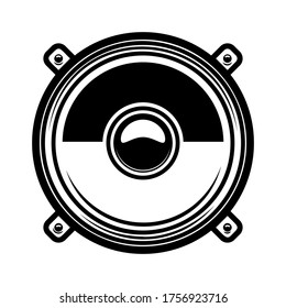 Illustration des Lastsprechers im Gravierstil. Design-Element für Logo, Label, Zeichen, Poster, T-Shirt. Vektorgrafik