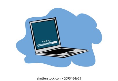 illustration of loading indication on laptop. vector