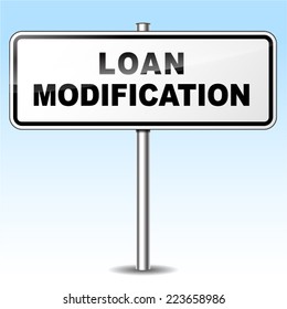 Illustration of loan modification sign on sky background
