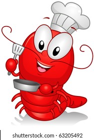 Illustration of a Lobster Character Dressed as a Chef