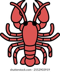 Illustration of a lobster in line drawing style