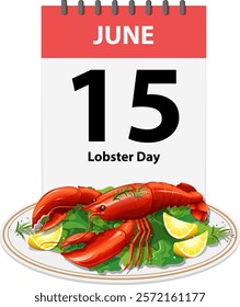 Illustration of a lobster on a calendar page