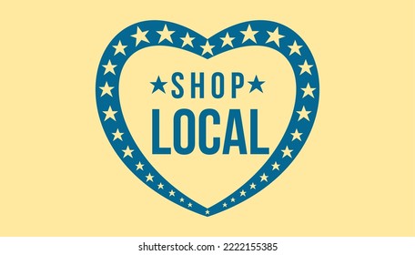 illustration of local shop icon with heart shape, small business saturday