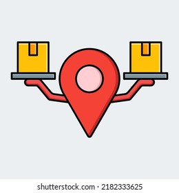 Illustration of location icon showing packages. Suitable for the delivery service business and means that the package will come to its destination, and this is suitable for business promotion, etc.