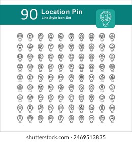Abbildung des Positionsstift-Kollektion-Designlinien-Symbols. Location Pin Line Icon Pack. Symbol für Umriss des Positionssatzes