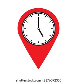 illustration of location time clock vector icon on white background.