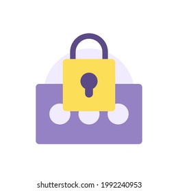 illustration of a lock and chat symbol. information protection icon concept, safe chat, chat privacy. security technology. flat cartoon style. vector design