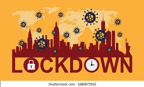 Illustration Lock down city vector for your website or social media needs