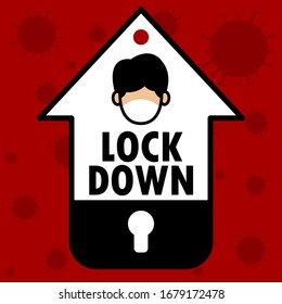 Ilustración de un bloqueo en una casa que simboliza un país - vector