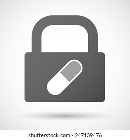Illustration of a lock icon with a pill
